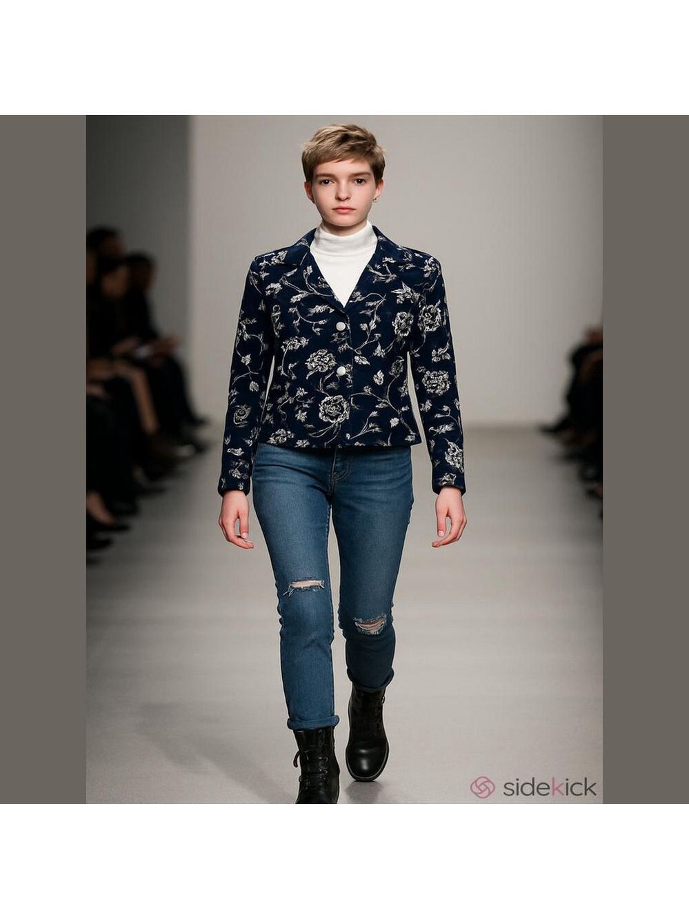 Vintage 90s A La Mode Embroidered Floral Blazer Small